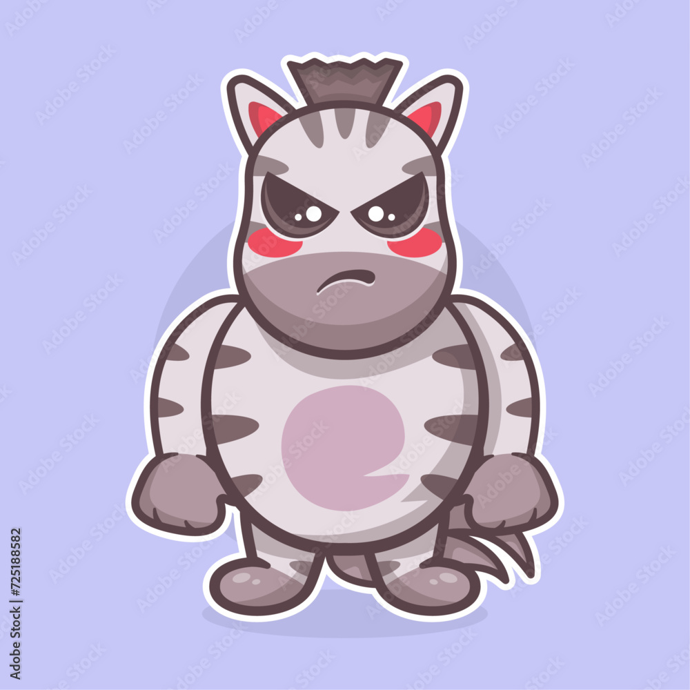 Obraz premium serious zebra animal character mascot with angry expression isolated cartoon