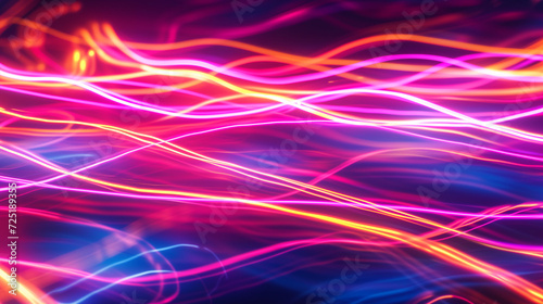 Neon light streaks  vivid and electric lines against a dark backdrop  colorful background