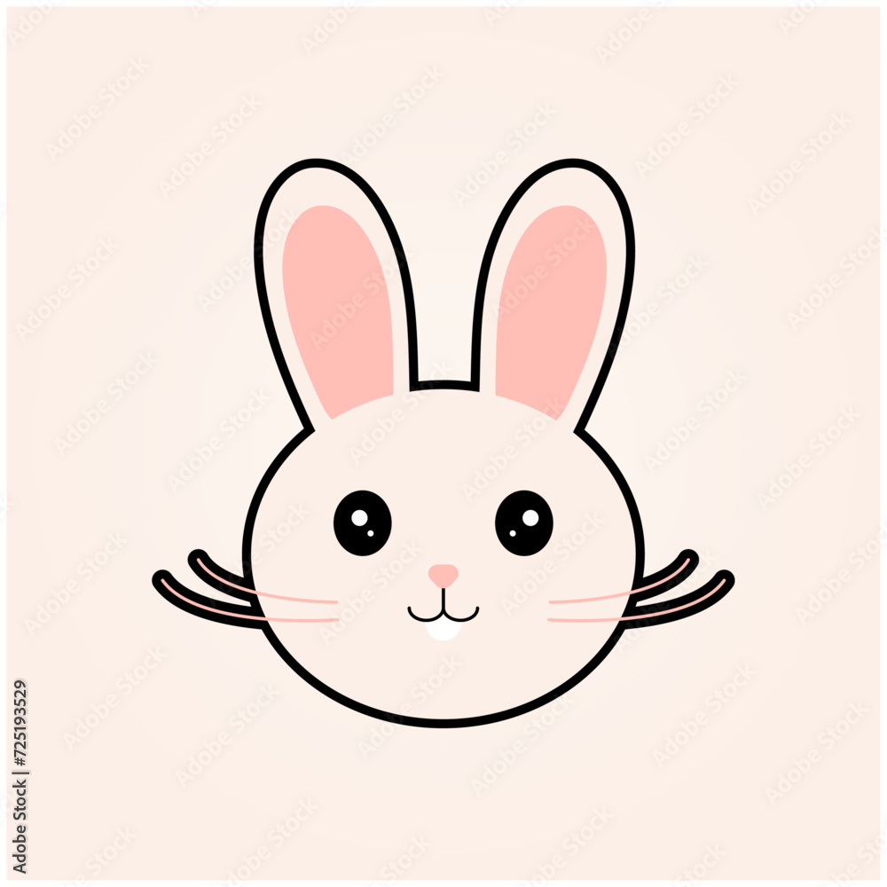 Logo Soft Pink Cartoon Rabbit Minimalist Shapes