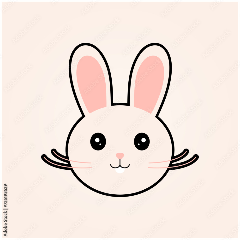Fototapeta premium Logo Soft Pink Cartoon Rabbit Minimalist Shapes