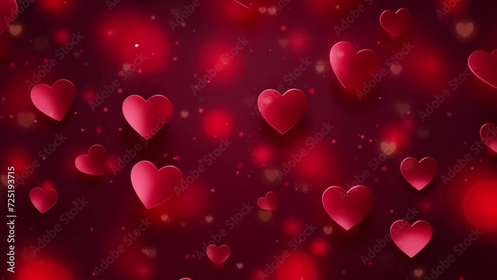 red hearts on red background with glitter. abstract red hearts on dark background concept valentine. seamless looping overlay 4k virtual video animation background red hearts on red background with glitter. abstract red hearts on dark background concept valentine. seamless looping overlay 4k virtual video animation background