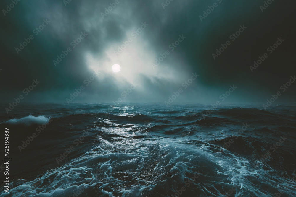 Beautiful seascape with stormy waves