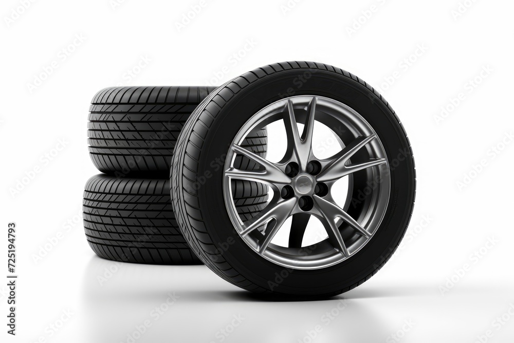 Fototapeta premium wheels with tires isolated on white background