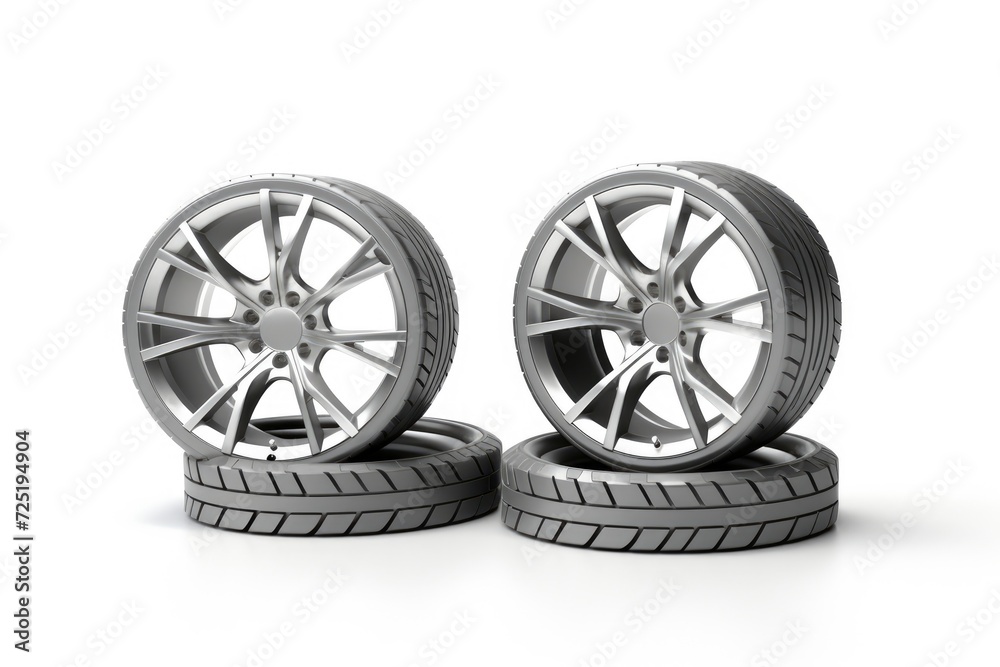 Obraz premium wheels with tires isolated on white background