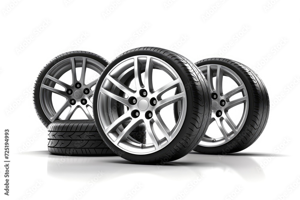 wheels with tires isolated on white background