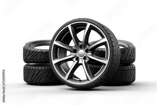 wheels with tires isolated on white background