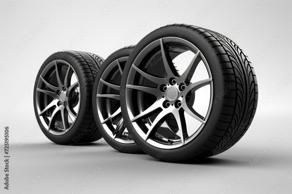 Fototapeta premium wheels with tires isolated on white background