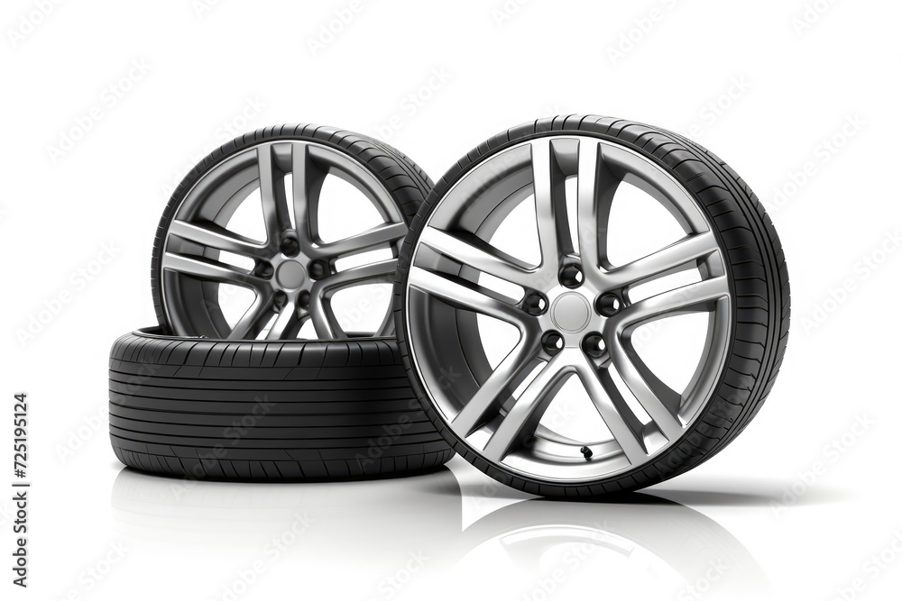 wheels with tires isolated on white background