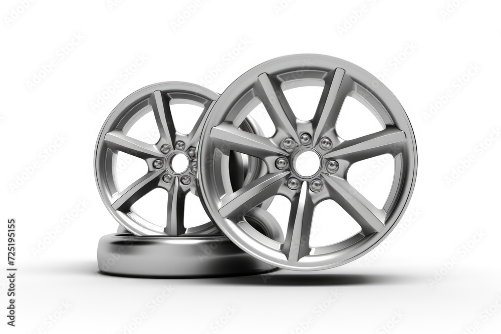 wheels with tires isolated on white background