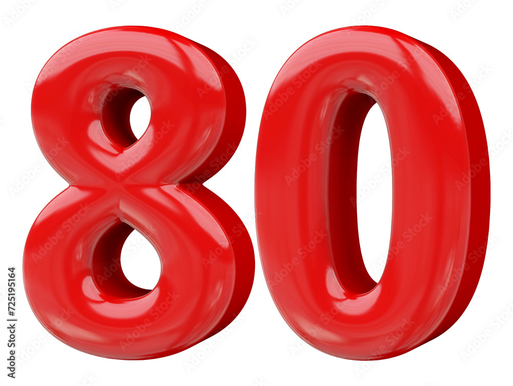 80 number red 3d render 80 number red 3d render