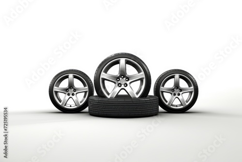 wheels with tires isolated on white background © Wayu