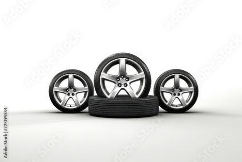 wheels with tires isolated on white background