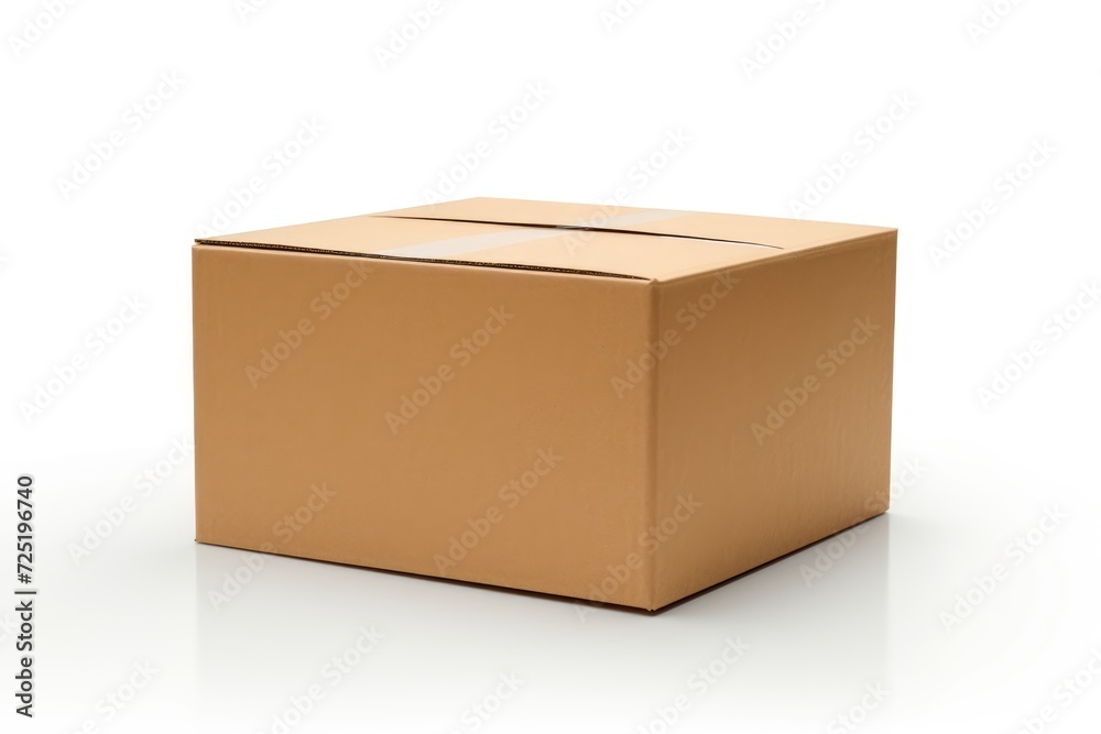 Close-up cardboard box on white background Close-up cardboard box on white background