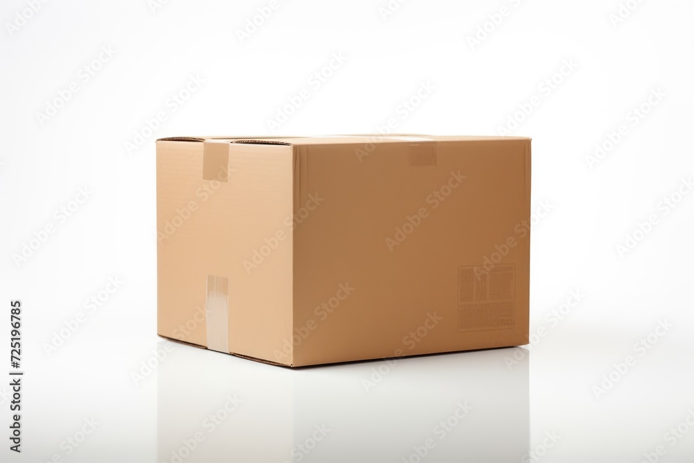 Close-up cardboard box on white background Close-up cardboard box on white background