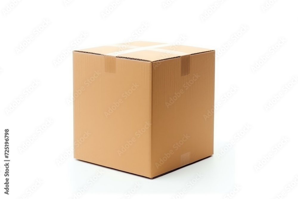 Close-up cardboard box on white background Close-up cardboard box on white background