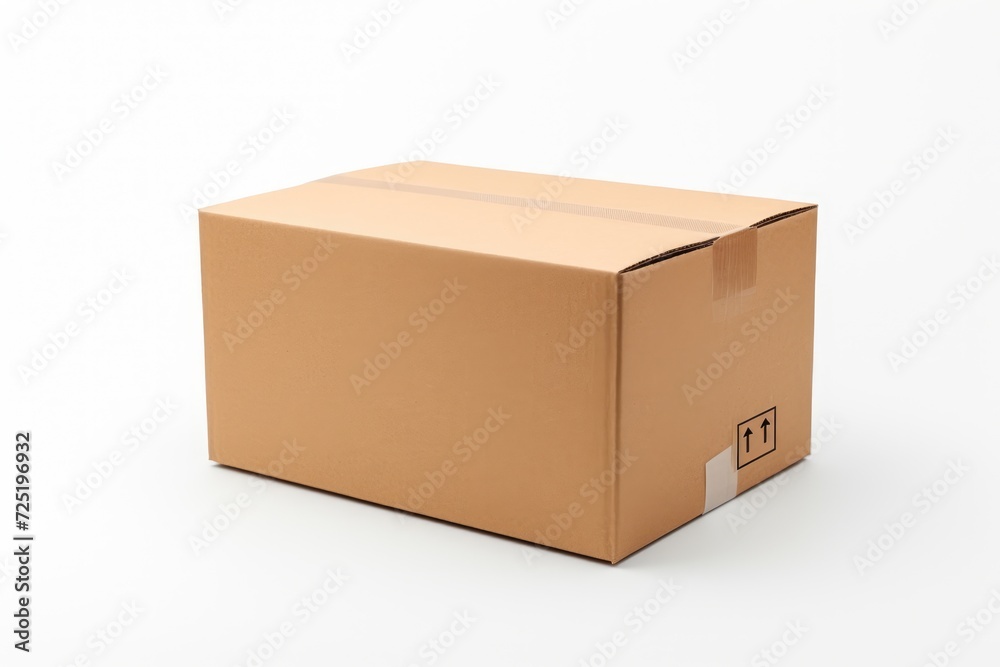 Close-up cardboard box on white background Close-up cardboard box on white background