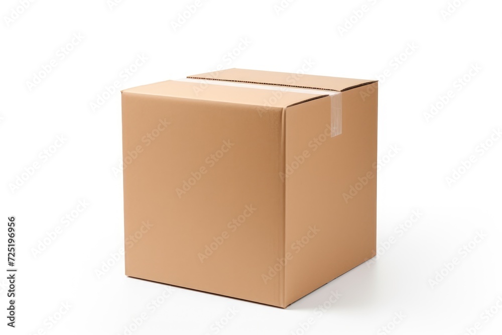 Close-up cardboard box on white background Close-up cardboard box on white background