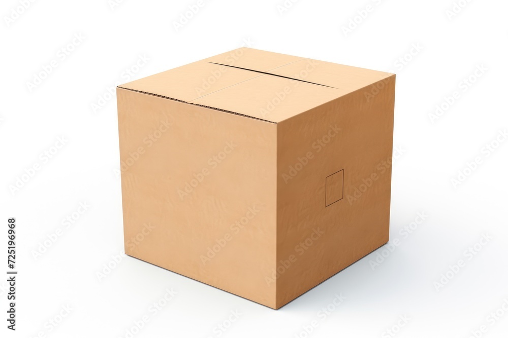 Close-up cardboard box on white background Close-up cardboard box on white background