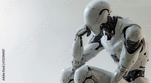 intelligent humanoid robot in contemplative  pose