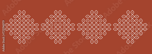 Indian Traditional and Cultural pulli or sikku Kolam design vector, set of editable home decor patterns