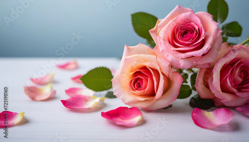 blooming rose on a pristine table, symbolizing love, beauty, and elegance