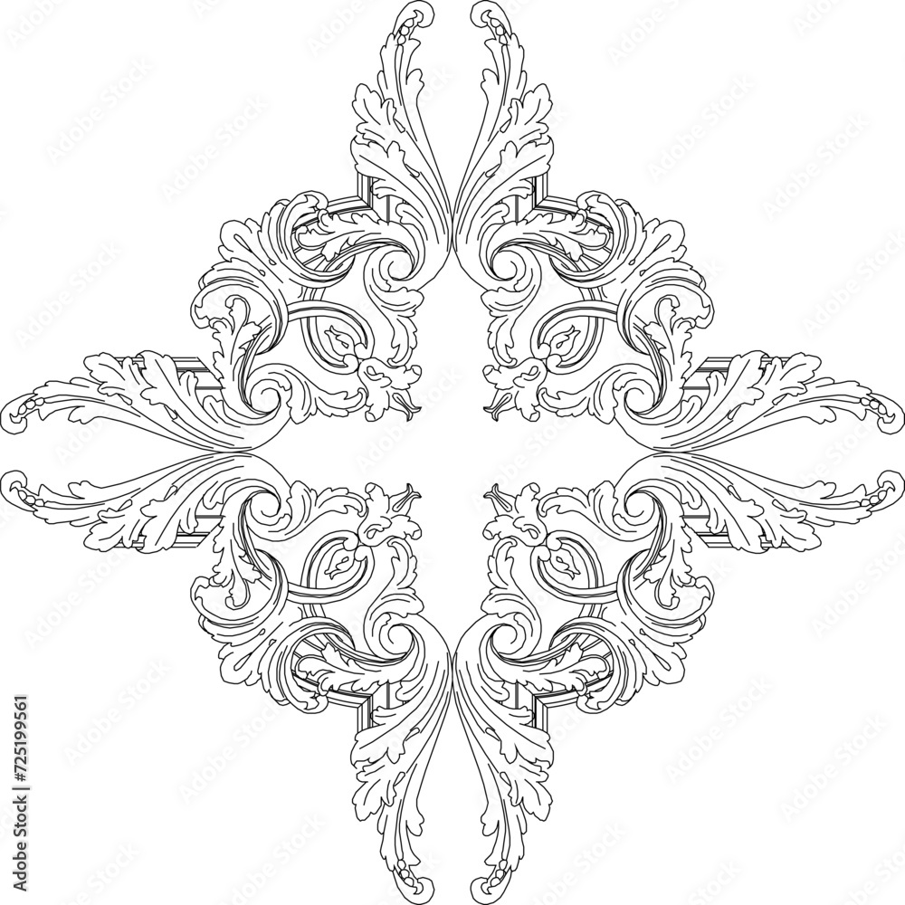Vector sketch illustration design ornament ornament classical motif vintage ethnic floral icon 