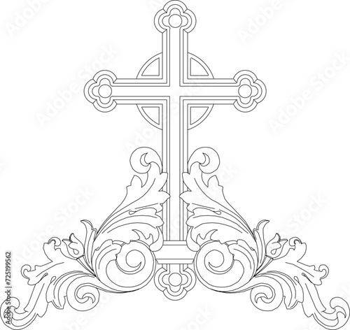 Vector sketch illustration design ornament ornament classical motif vintage ethnic floral icon