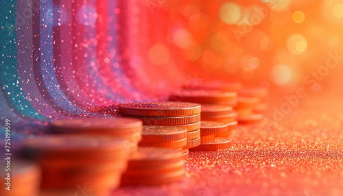 Sparkling Coins Bokeh Style Background