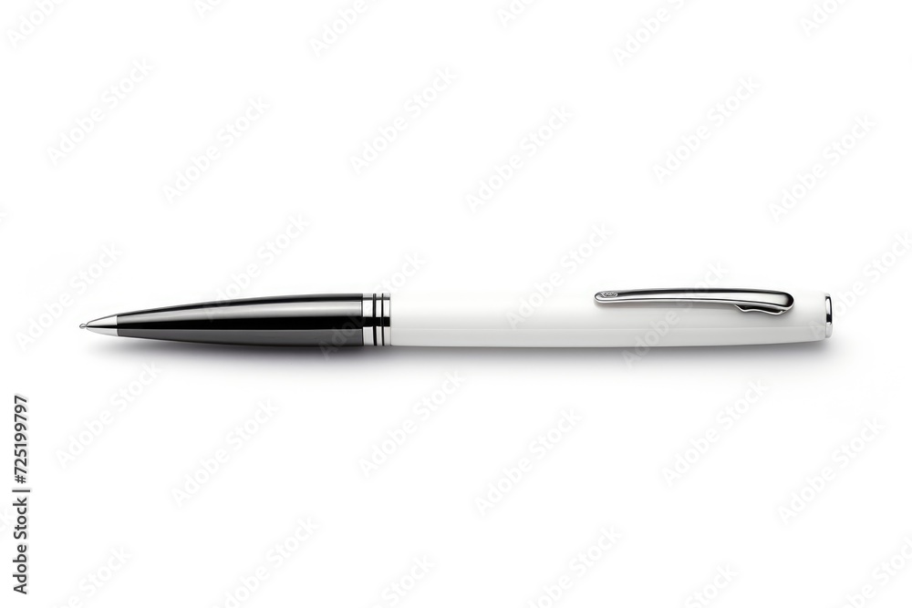 Close-up wooden pen on white background Close-up wooden pen on white background