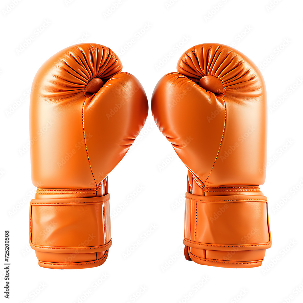 A Pair of orange boxing gloves, isolated on transparent background A Pair of orange boxing gloves, isolated on transparent background