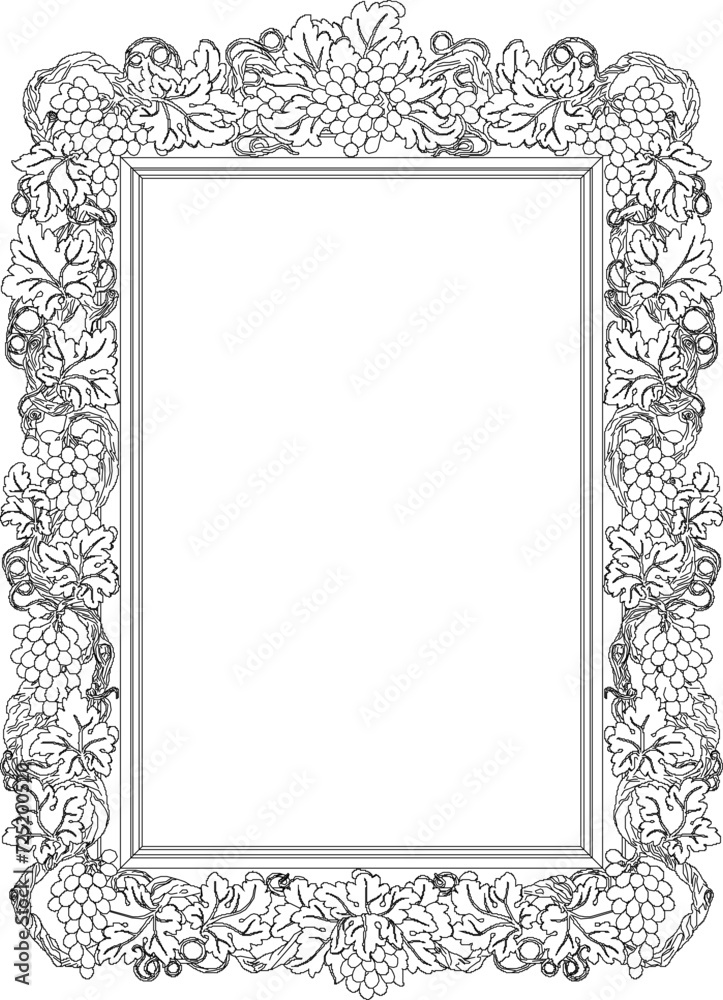 Vector sketch illustration of old ornamental frame design or traditional ethnic vintage classic motif
