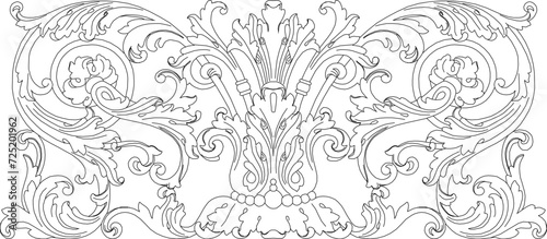 Vector sketch illustration of traditional floral natural classical vintage ethnic motif decorative ornament design photo