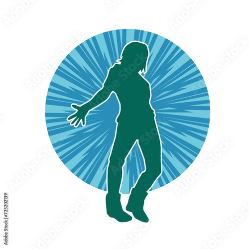 Silhouette of a slim man dancing pose. Silhouette of a male dancer in action pose.