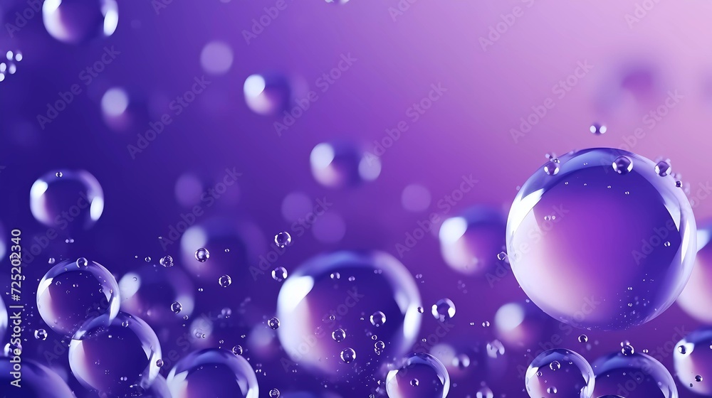 bubbles on Violet background. Abstract space gray background. generative ai