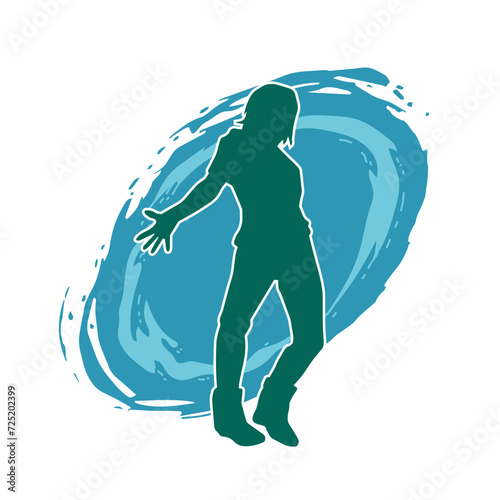Silhouette of a slim man dancing pose. Silhouette of a male dancer in action pose.