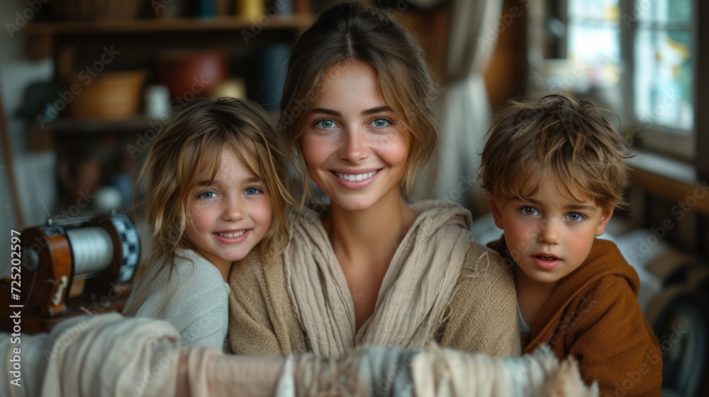 Fototapeta premium portrait of a family in a cafe