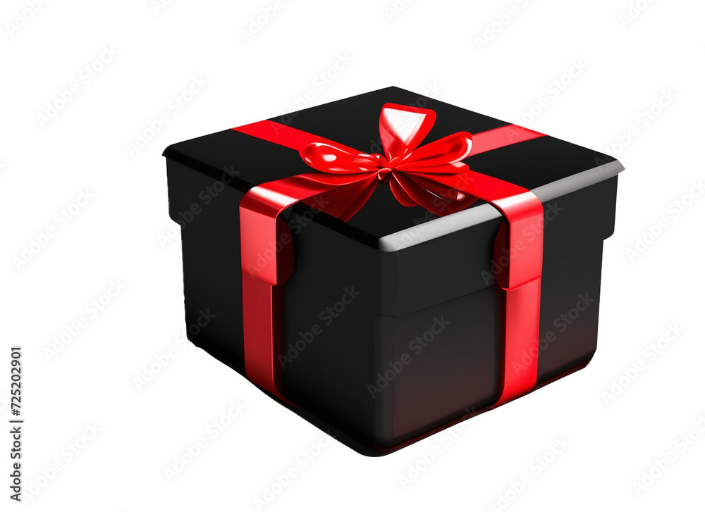 3d black gift box with red ribbon 3d black gift box with red ribbon