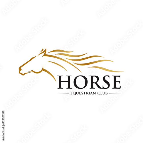 Horse Emblem. Horse Line Logo Design. Running Horse Icon Isolated On White Background - Vector Illustration, Editable Template For Your Logo Design