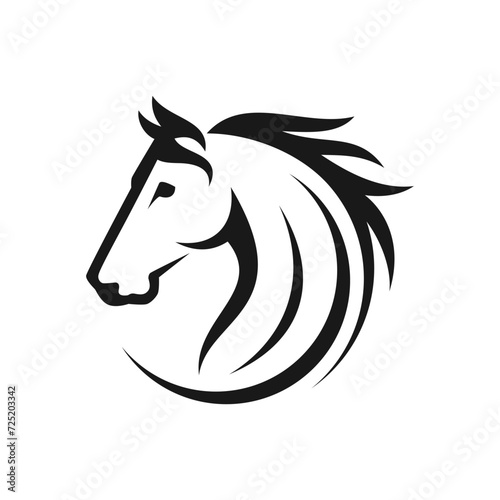 horse head outline logo designs, good for mascot, delivery, or logistics, logo industry, flat color style with black.