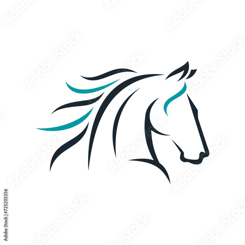 Simple Line Art Head Horse Illustration Symbol Modern Logo Vector