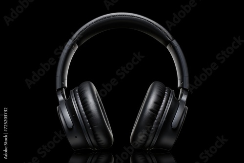 Close-up headphones on a black background