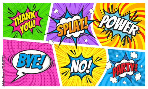 Colorful scene comic background with speech bubble expression 