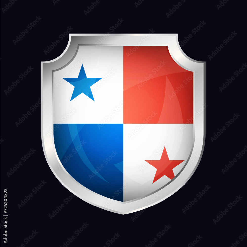 Panama Silver Shield Flag Icon Panama Silver Shield Flag Icon