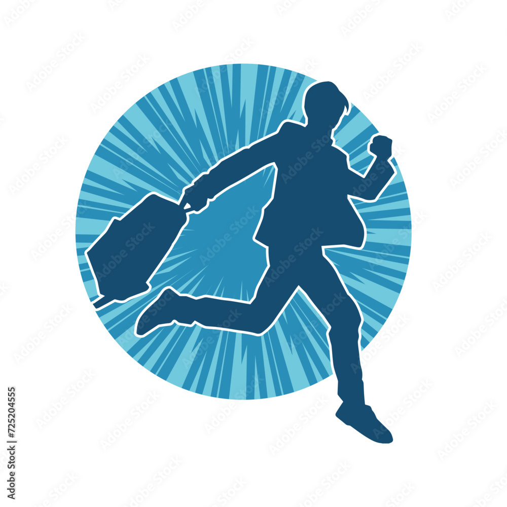 Silhouette of a business man carrying a briefcase
