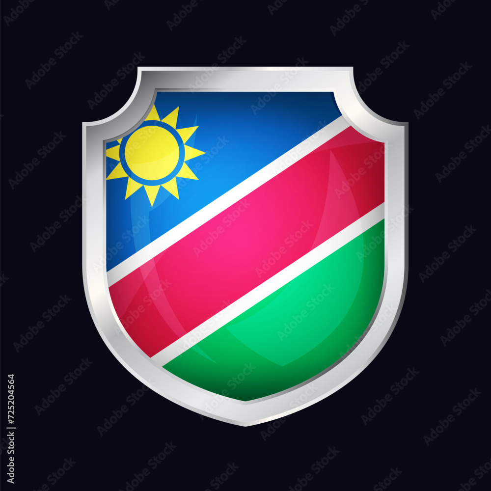 Fototapeta premium Namibia Silver Shield Flag Icon