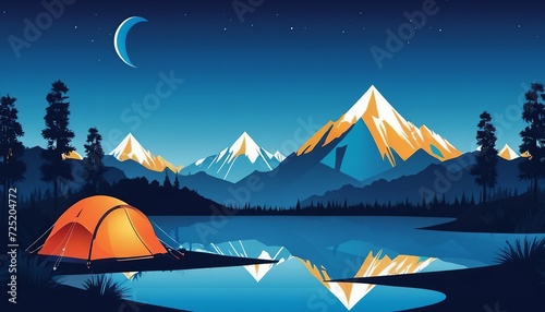 Travel Agency Banner Inspiration: Night Nature Landscape Vector