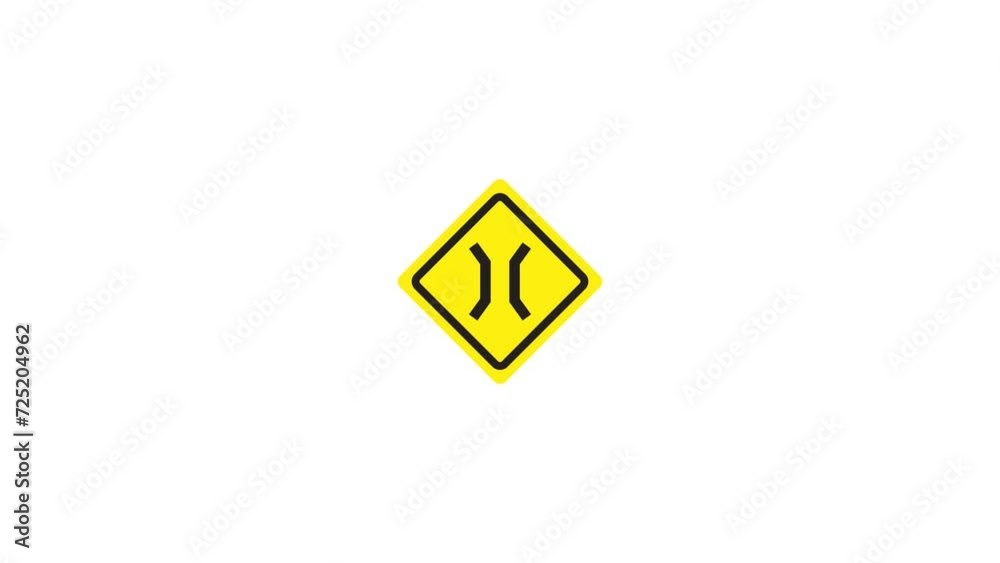 Narrow Bridge Sign Icon Animation. Transparent background. 4K Video