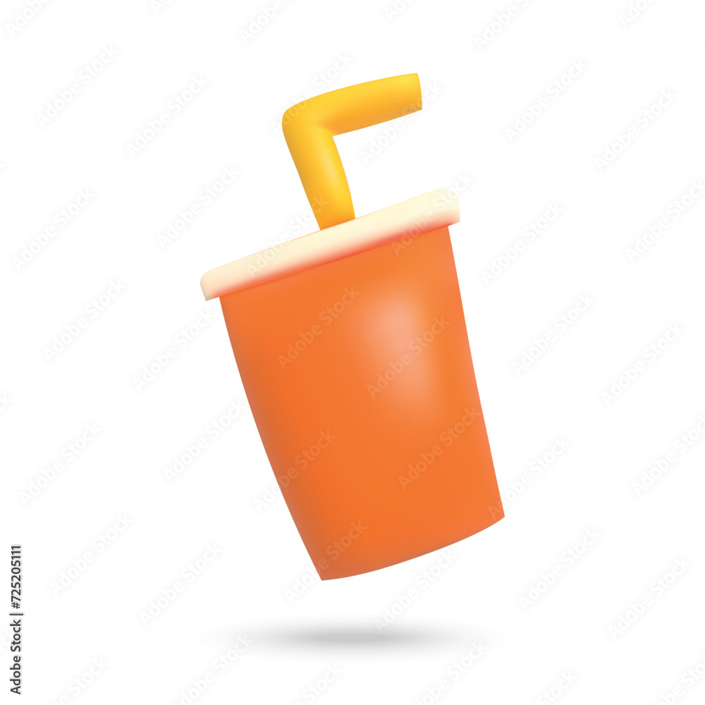 3D drink cup on white background. Plasticine cartoon style icon. Vector illustration design. 3D drink cup on white background. Plasticine cartoon style icon. Vector illustration design.