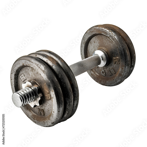 Sportive metal dumbbell, isolated on transparent background