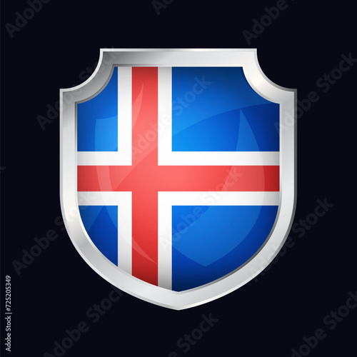 Iceland Silver Shield Flag Icon photo